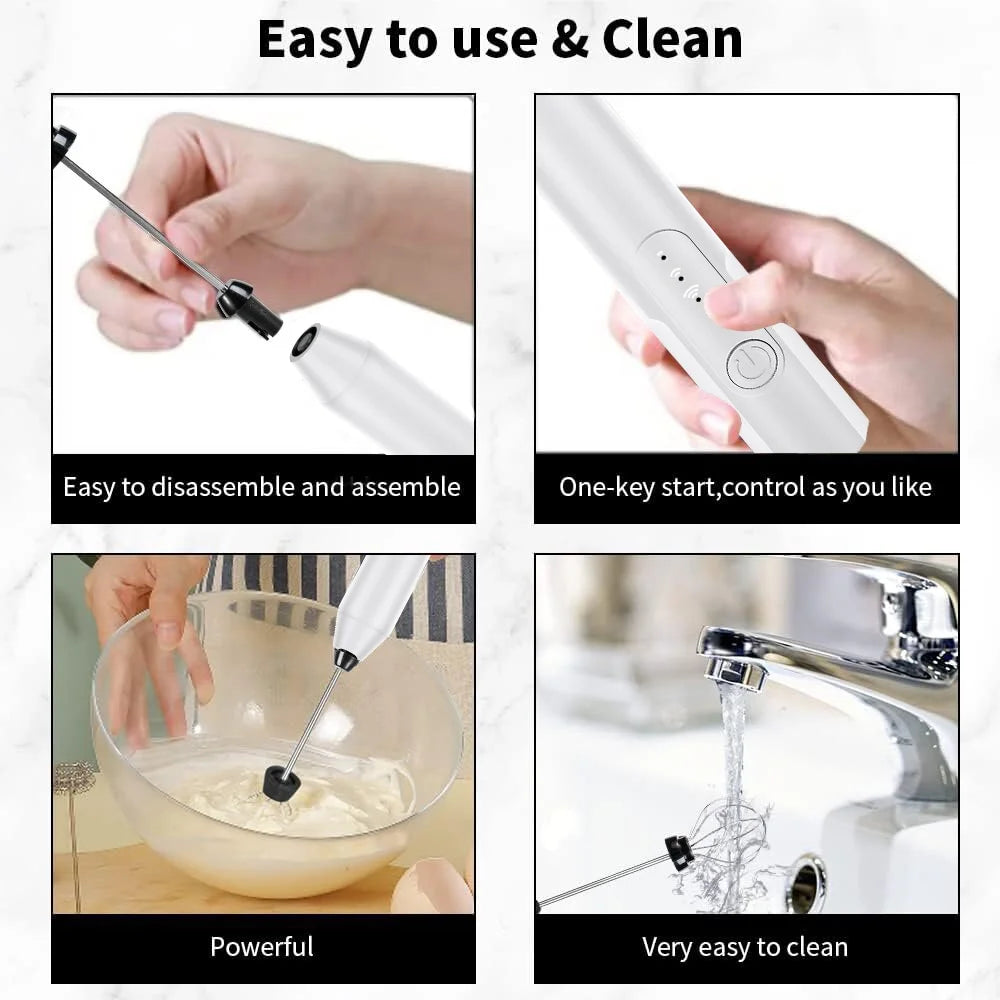 2 In 1 Electric Coffee Beater - Milk Frother And Egg Whisk - USB Electric Rechargeable Kitchen Tool For Versatile Mixing And Frothing