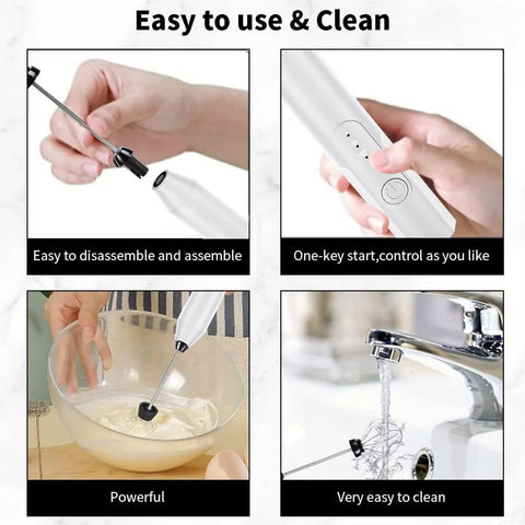 2 In 1 Electric Coffee Beater - Milk Frother And Egg Whisk - USB Electric Rechargeable Kitchen Tool For Versatile Mixing And Frothing