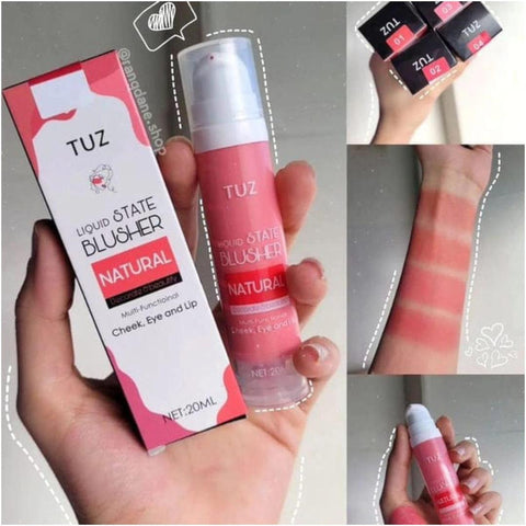 TUZ Long Lasting Liquid Blush Natural Tint For Cheeks Eyes And Lips - 20ML - Shade 1