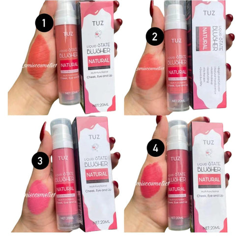 TUZ Long Lasting Liquid Blush Natural Tint For Cheeks Eyes And Lips - 20ML - Shade 1