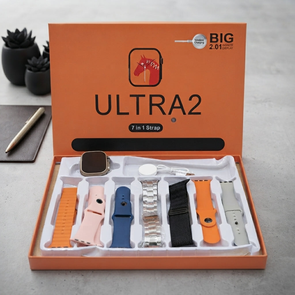 Premium Ultra 2 Smart Watch With 7 Interchangeable Straps