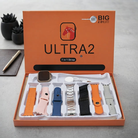 Premium Ultra 2 Smart Watch With 7 Interchangeable Straps